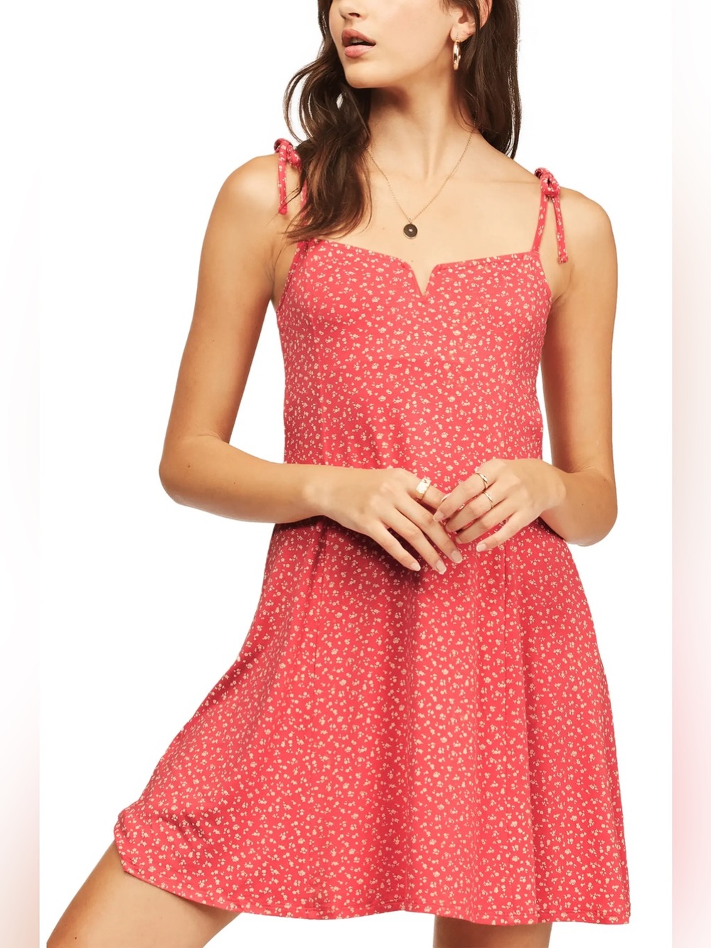Billabong Sunny Bliss Mini Floral Dress in  Red NWT